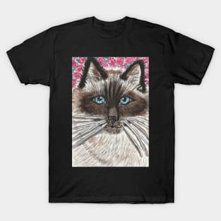 Siamese cat face watercolor painting T-Shirt